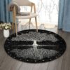 Black And White Tree Of Life Round Carpet Floor Rug Living Room Bedroom Decor Round Area Rug Carpet