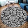 Black And White Viking Symbol Round Carpet Floor Rug Living Room Bedroom Decor Round Area Rug Carpet