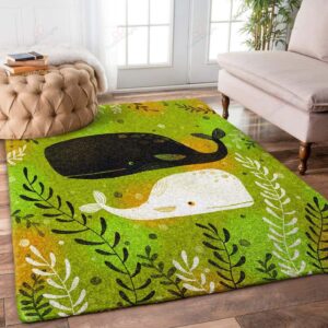 Black And White Whale Rug Sport Decor Gift Floor Decor Living Room Carpet Rug Area Rug - 0fc17d74a701
