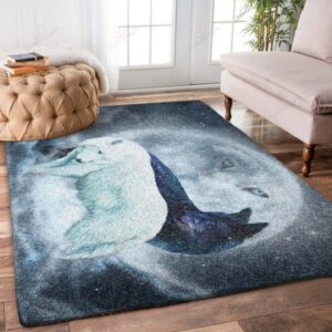 Black And White Wolves Rug Sport Decor Gift Floor Decor Living Room Carpet Rug Area Rug - fa8fbad80c55