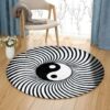 Black And White Yinyang Round Carpet Floor Rug Living Room Bedroom Decor Round Area Rug Carpet