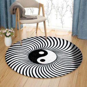 Black And White Yinyang Round Carpet Floor Rug Living Room Bedroom Decor Round Area Rug Carpet