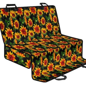 Black Autumn Sunflower Pattern Print Pet Car Back Seat Cover - 3b2256e0003b