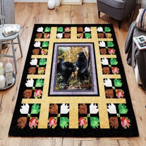 Black Bear Rug Sport Decor Gift Floor Decor Living Room Carpet Rug Area Rug - 729a75000cea