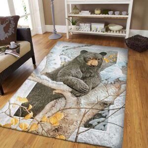 Black Bear Rug Sport Decor Gift Floor Decor Living Room Carpet Rug Area Rug - d465ea35f481