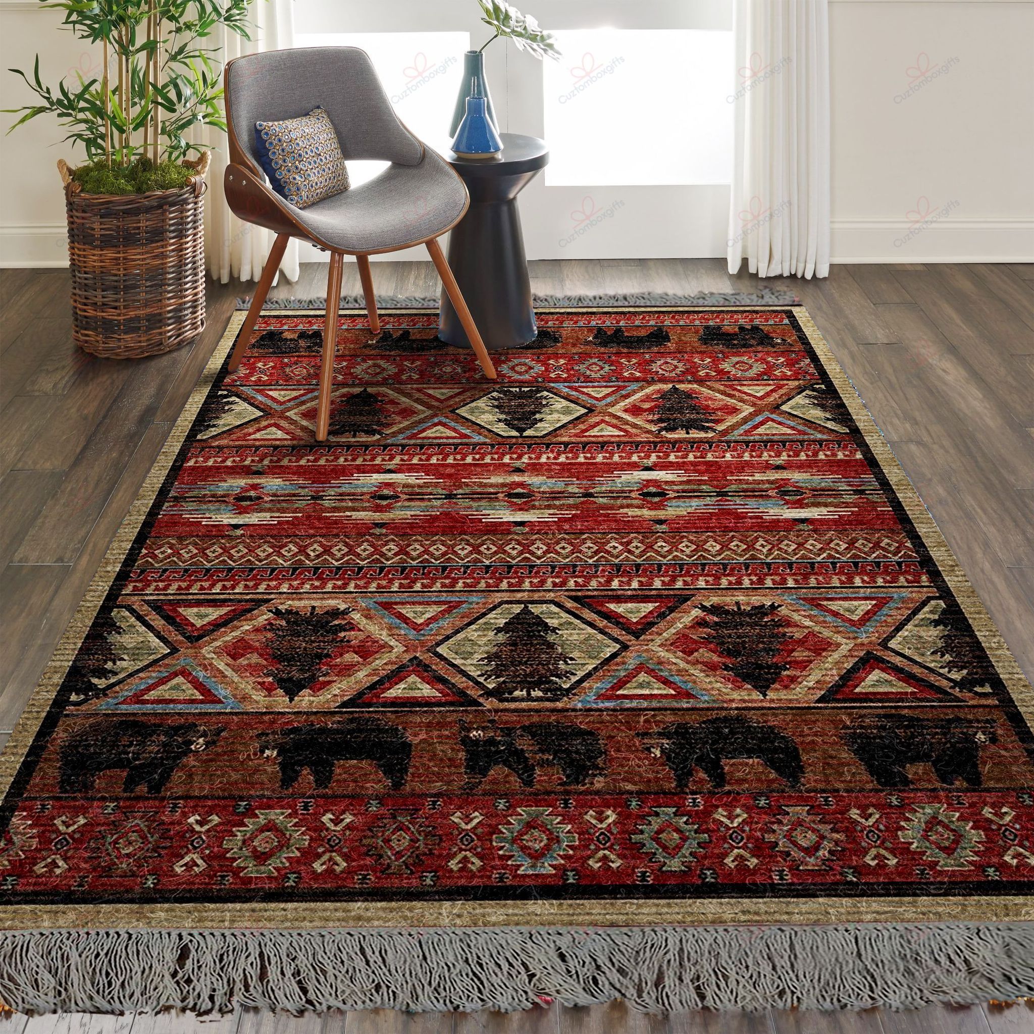Black Bear Red Rock Cabin Rug Sport Decor Gift Floor Decor Living Room Carpet Rug Area Rug - 6c114a562c95 Black Bear Red Rock Cabin Rug Sport Decor Gift Floor Decor Living Room Carpet Rug Area Rug - 6c114a562c95
