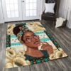 Black Beautiful Girl With Flower Rug Sport Decor Gift Floor Decor Living Room Carpet Rug Area Rug - 666f3e57e118