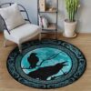 Black Bird Round Carpet Floor Rug Living Room Bedroom Decor Round Area Rug Carpet