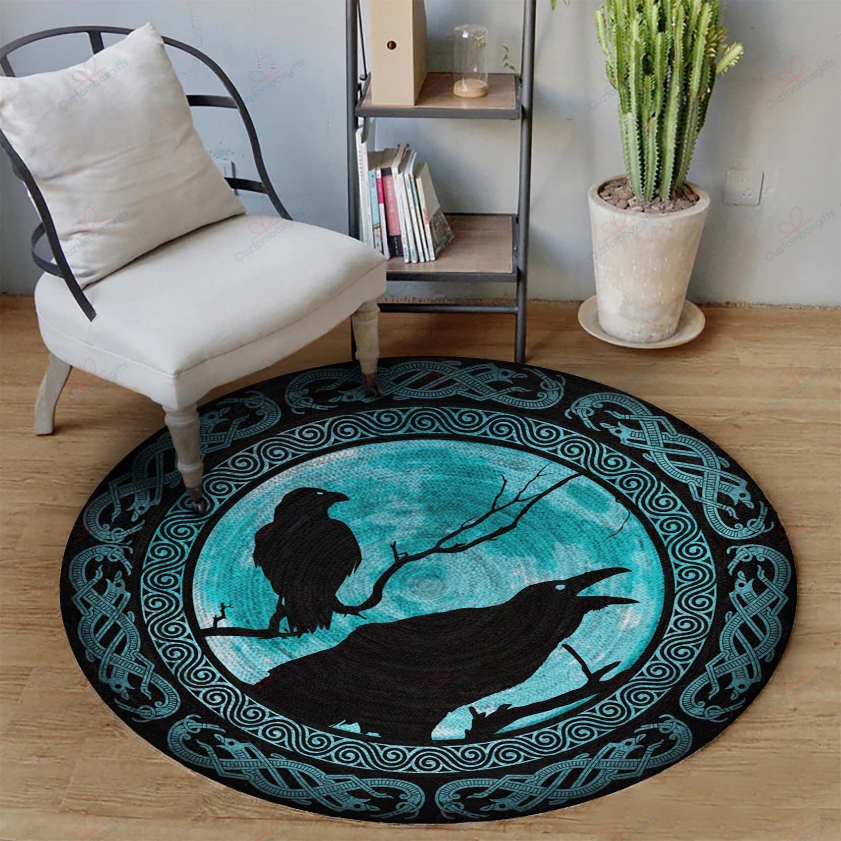 Black Bird Round Carpet Floor Rug Living Room Bedroom Decor Round Area Rug Carpet Black Bird Round Carpet Floor Rug Living Room Bedroom Decor Round Area Rug Carpet