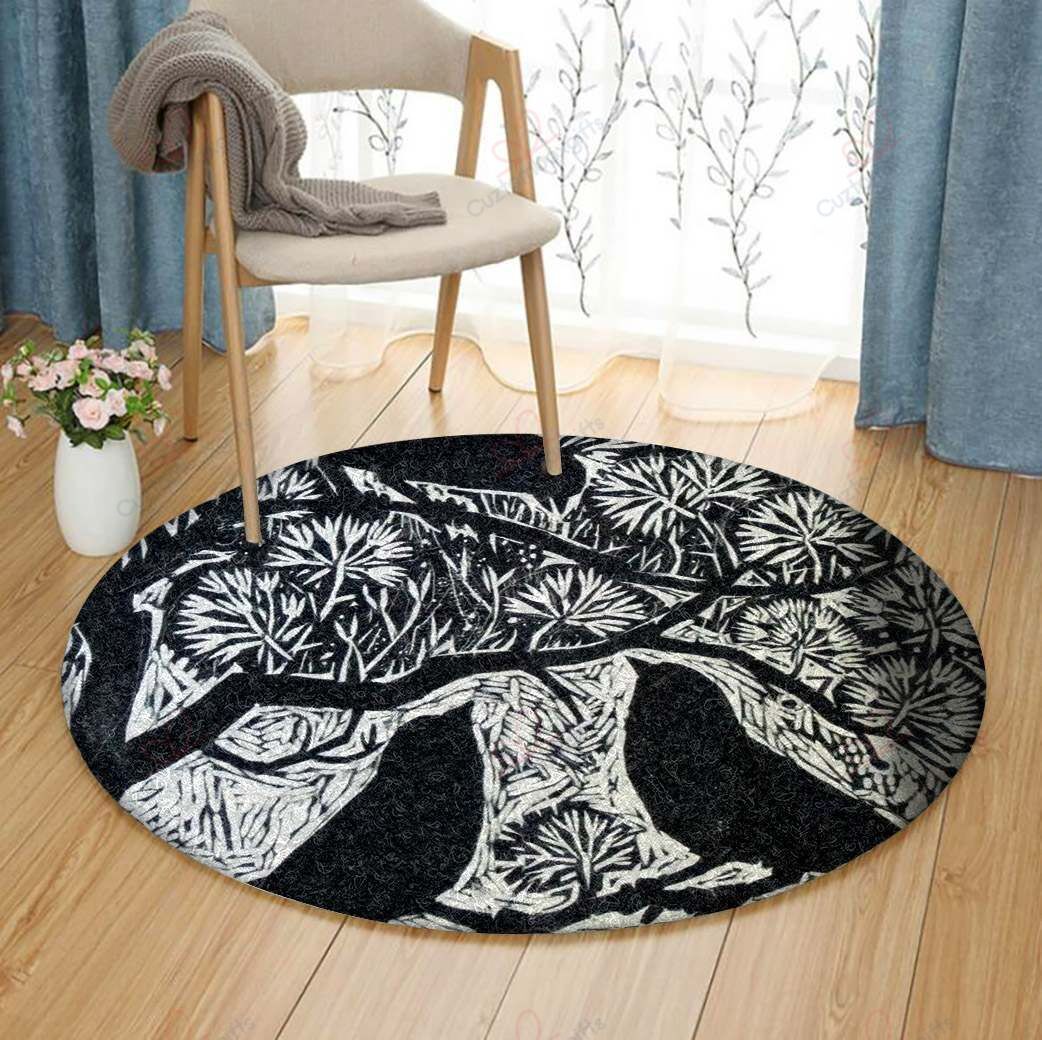 Black Bird Round Carpet Floor Rug Living Room Bedroom Decor Round Area Rug Carpet Black Bird Round Carpet Floor Rug Living Room Bedroom Decor Round Area Rug Carpet