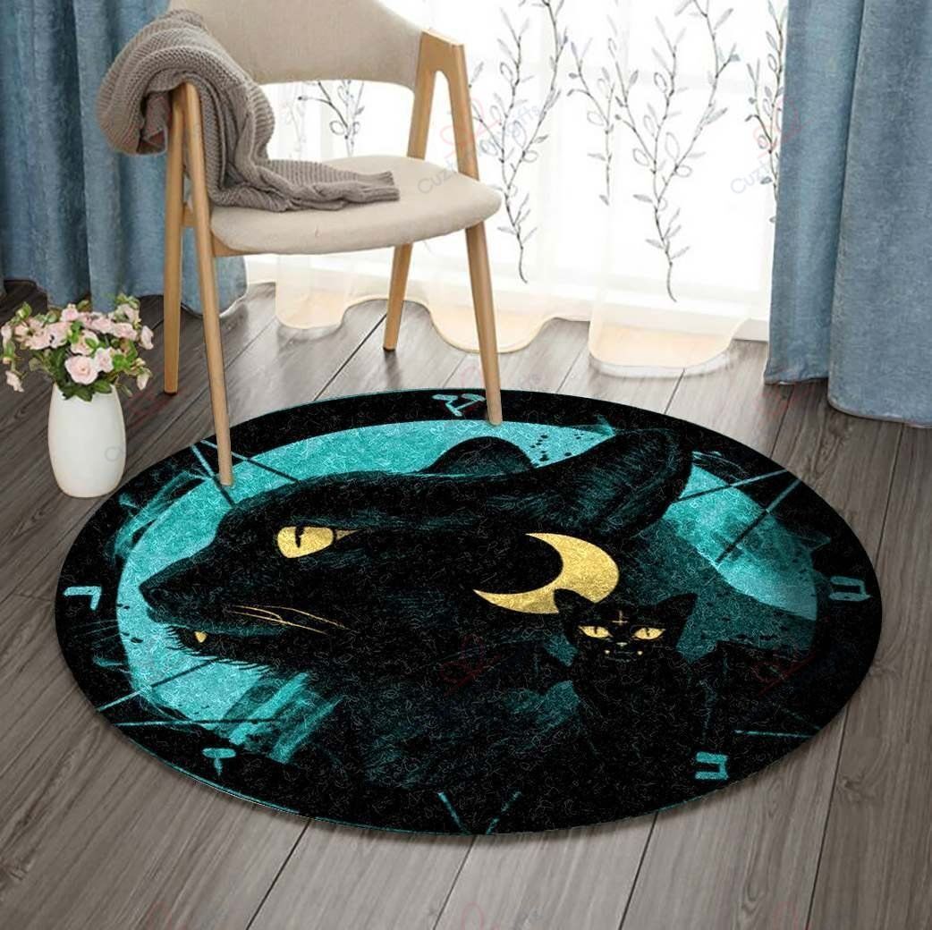 Black Cat 1 Round Carpet Floor Rug Living Room Bedroom Decor Round Area Rug Carpet Black Cat 1 Round Carpet Floor Rug Living Room Bedroom Decor Round Area Rug Carpet