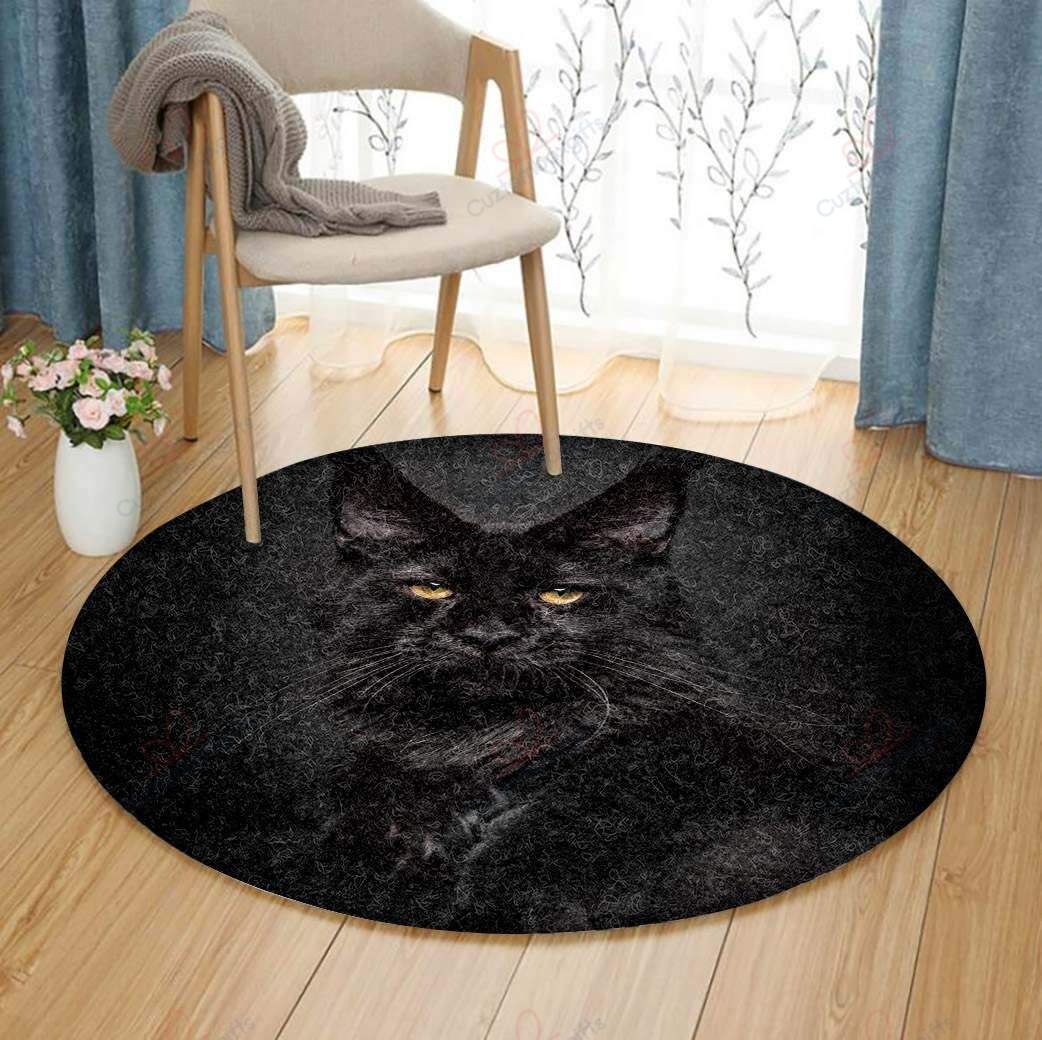 Black Cat 2 Round Carpet Floor Rug Living Room Bedroom Decor Round Area Rug Carpet Black Cat 2 Round Carpet Floor Rug Living Room Bedroom Decor Round Area Rug Carpet