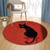 Black Cat 3 Round Carpet Floor Rug Living Room Bedroom Decor Round Area Rug Carpet