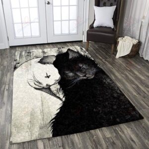 Black Cat And Angel Rug Sport Decor Gift Floor Decor Living Room Carpet Rug Area Rug - 8b4d878dce90