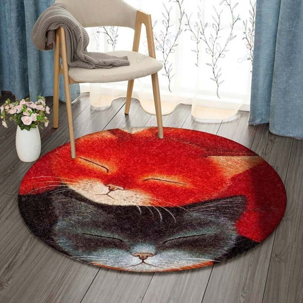 Black Cat And Red Cat Round Carpet Floor Rug Living Room Bedroom Decor Round Area Rug Carpet Black Cat And Red Cat Round Carpet Floor Rug Living Room Bedroom Decor Round Area Rug Carpet