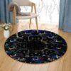 Black Cat Circle Round Carpet Floor Rug Living Room Bedroom Decor Round Area Rug Carpet