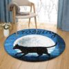 Black Cat Crossing Round Carpet Floor Rug Living Room Bedroom Decor Round Area Rug Carpet