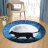 Black Cat Crossing Round Carpet Floor Rug Living Room Bedroom Decor Round Area Rug Carpet