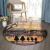 Black Cat Eiffel Tower Round Carpet Floor Rug Living Room Bedroom Decor Round Area Rug Carpet