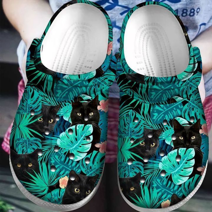 Black Cat Floral Sku 303 Crocs Clog Clog Shoes Black Cat Floral Sku 303 Crocs Clog Clog Shoes