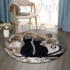 Black Cat Round Carpet Floor Rug Living Room Bedroom Decor Round Area Rug Carpet