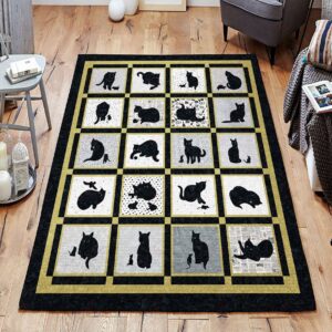 Black Cat Rug Sport Decor Gift Floor Decor Living Room Carpet Rug Area Rug - b360888b59e3