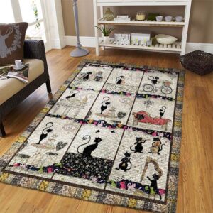 Black Cat Lady Rug Sport Decor Gift Floor Decor Living Room Carpet Rug Area Rug - d4ca0ff679d1