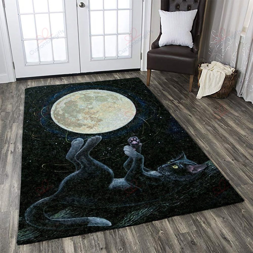 Black Cat Night Moon Rug Sport Decor Gift Floor Decor Living Room Carpet Rug Area Rug - e1b34da1e05a Black Cat Night Moon Rug Sport Decor Gift Floor Decor Living Room Carpet Rug Area Rug - e1b34da1e05a