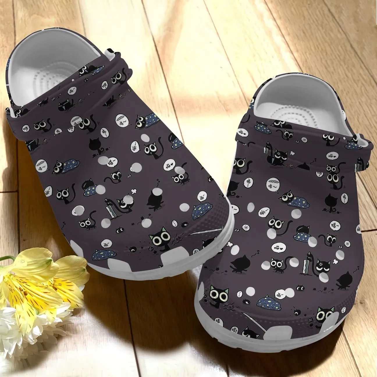 Black Cat Personalize Clog Custom Crocs Fashionstyle Comfortable For Women Men Kid Print 3D Whitesole Pattern Black Cat Personalize Clog Custom Crocs Fashionstyle Comfortable For Women Men Kid Print 3D Whitesole Pattern