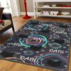 Black Cat Playing Rug Sport Decor Gift Floor Decor Living Room Carpet Rug Area Rug - 53f6a37581aa