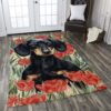 Black Dachshund Flower Rug Sport Decor Gift Floor Decor Living Room Carpet Rug Area Rug - 9b5e760dd6ea