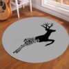 Black Deer Round Carpet Floor Rug Living Room Bedroom Decor Round Area Rug Carpet