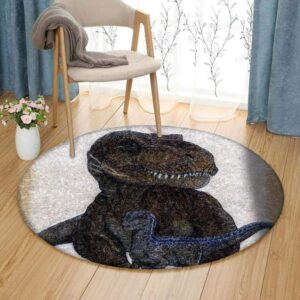 Black Dinosaur Round Carpet Floor Rug Living Room Bedroom Decor Round Area Rug Carpet