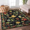 Black Flower Rug Sport Decor Gift Floor Decor Living Room Carpet Rug Area Rug - 9863823c05a3