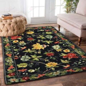Black Flower Rug Sport Decor Gift Floor Decor Living Room Carpet Rug Area Rug - 9863823c05a3