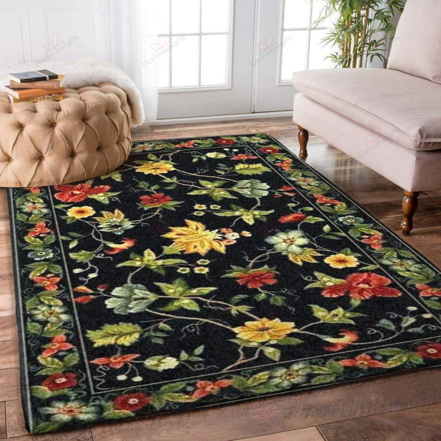 Black Flower Rug Sport Decor Gift Floor Decor Living Room Carpet Rug Area Rug - 9863823c05a3 Black Flower Rug Sport Decor Gift Floor Decor Living Room Carpet Rug Area Rug - 9863823c05a3