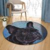 Black French Bulldog Round Carpet Floor Rug Living Room Bedroom Decor Round Area Rug Carpet