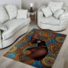 Black Girl Floral Rug Sport Decor Gift Floor Decor Living Room Carpet Rug Area Rug - d7eb26096e40