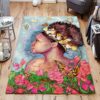 Black Girl With Butterfly Rug Sport Decor Gift Floor Decor Living Room Carpet Rug Area Rug - 5353ec6eb609