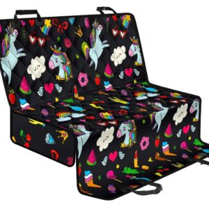 Black Girly Unicorn Pattern Print Pet Car Back Seat Cover - 622648f52145