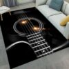 Black Guitar Rug Sport Decor Gift Floor Decor Living Room Carpet Rug Area Rug - 38fe987ae226