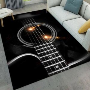 Black Guitar Rug Sport Decor Gift Floor Decor Living Room Carpet Rug Area Rug - 38fe987ae226