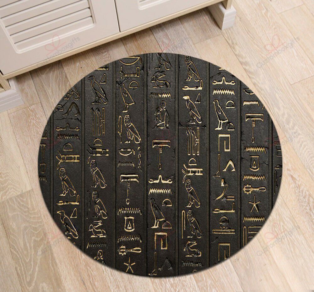 Black Hieroglyphs Wall Round Carpet Floor Rug Living Room Bedroom Decor Round Area Rug Carpet Black Hieroglyphs Wall Round Carpet Floor Rug Living Room Bedroom Decor Round Area Rug Carpet