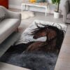 Black Horse Rug Sport Decor Gift Floor Decor Living Room Carpet Rug Area Rug - 414e224b953f