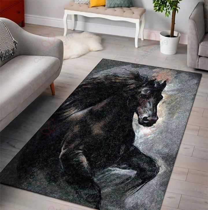 Black Horse Rug Sport Decor Gift Floor Decor Living Room Carpet Rug Area Rug - 384f6dfb4682 Black Horse Rug Sport Decor Gift Floor Decor Living Room Carpet Rug Area Rug - 384f6dfb4682