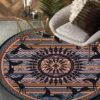 Black Horses Running Native American Pride Round Carpet Floor Rug Living Room Bedroom Decor Round Area Rug Carpet