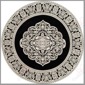 Black Ivory Medallion Round Carpet Floor Rug Living Room Bedroom Decor Round Area Rug Carpet