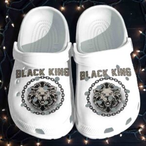 Black King Lion Crocs Clog Gift For Black Man Son – Black Father Shoes Clog Gift For Father Day