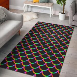 Black Mermaid Scales Pattern Rug Sport Decor Gift Floor Decor Living Room Carpet Rug Area Rug - 275af46ad069