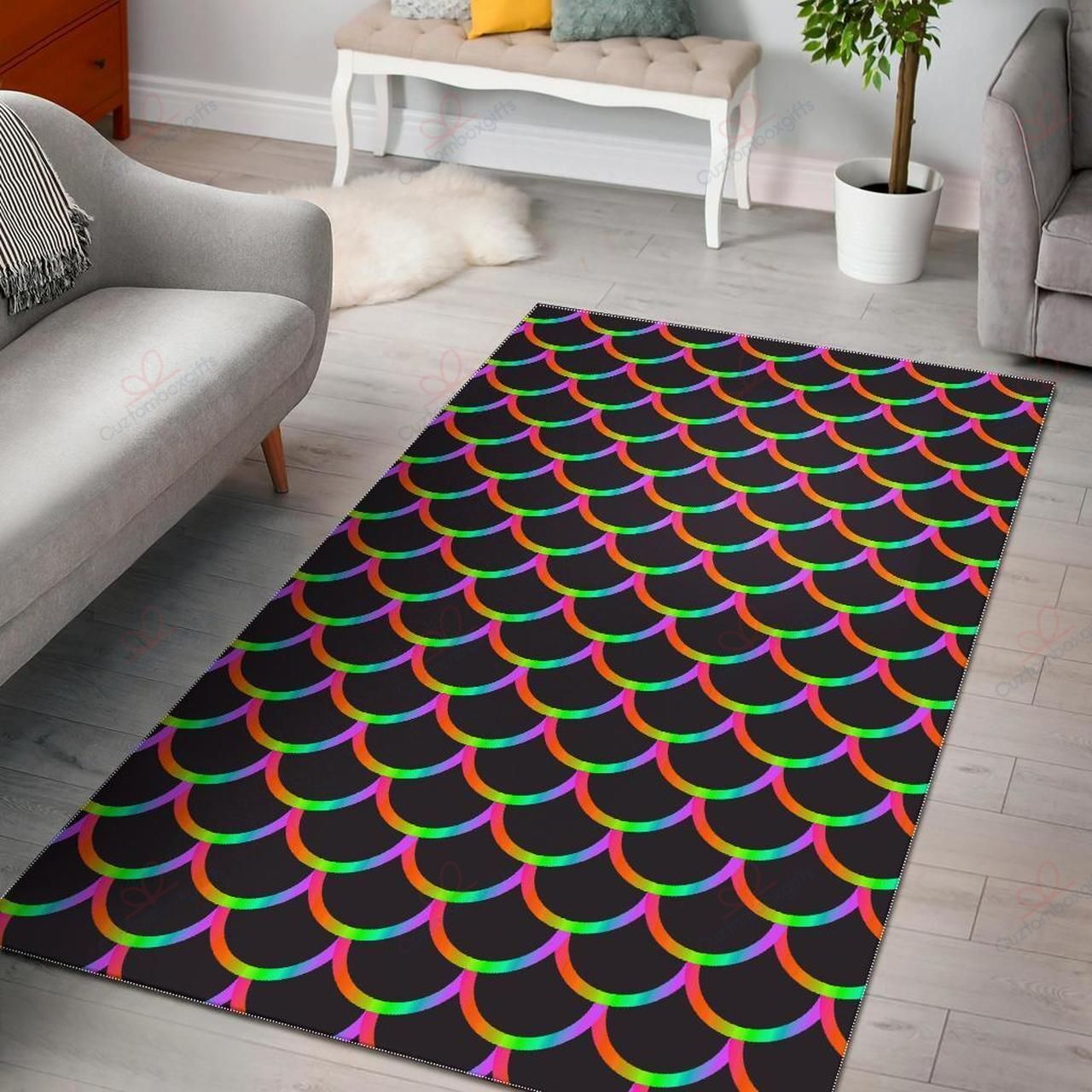 Black Mermaid Scales Pattern Rug Sport Decor Gift Floor Decor Living Room Carpet Rug Area Rug - ed604cb43ab5 Black Mermaid Scales Pattern Rug Sport Decor Gift Floor Decor Living Room Carpet Rug Area Rug - ed604cb43ab5